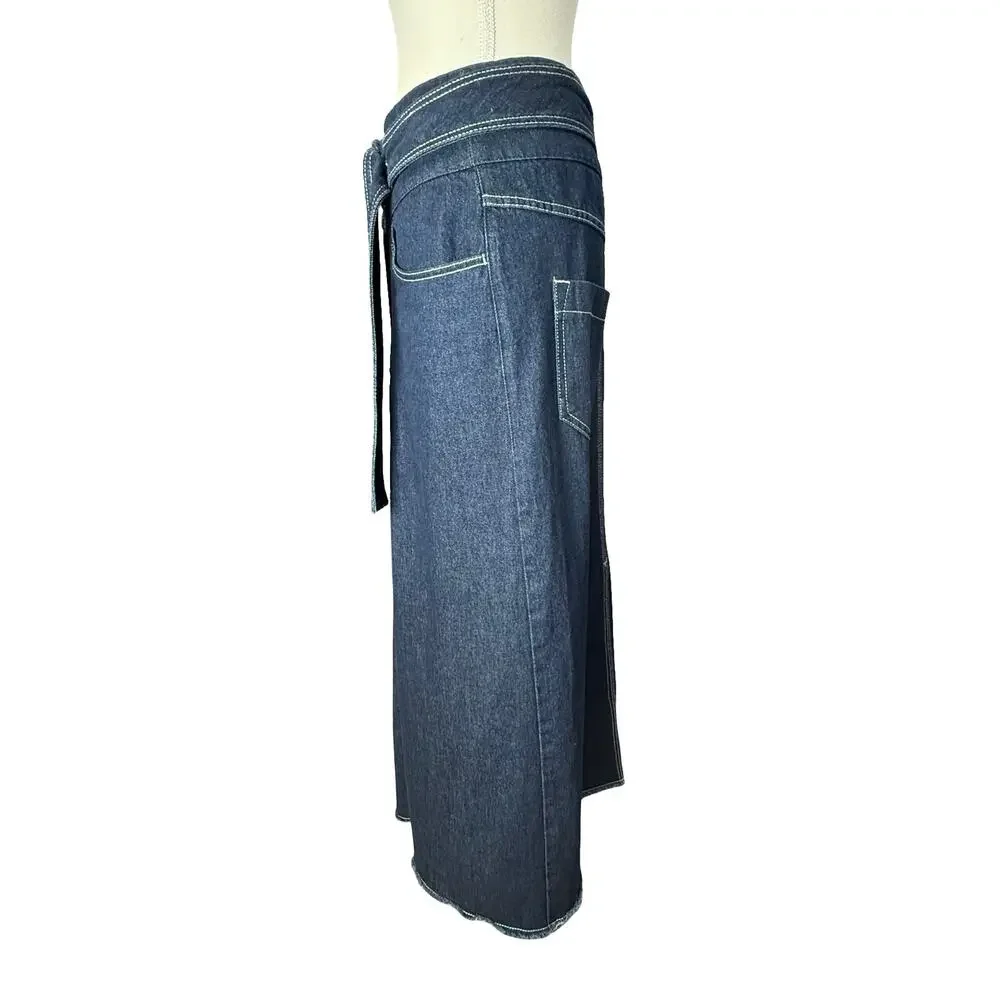 ADOLFO DOMINGUEZ Womens Dark Wash Denim Wrap‎ Maxi Skirt Size 36 / US Sz 2